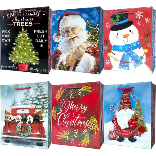 Large Vertical Gift Bag, 10-1/4 in W, 12-1/2 in H, Paper, Festive - pack of 48