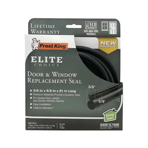3/8 In. x 5/8 In. x 81 In. Black Door & Window Replacement Seal