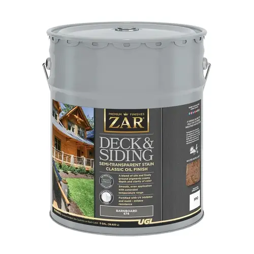 ZAR Semi-Transparent Stain, Barnboard, Liquid, 5 gal ZAR Semi-Transparent Stain, Barnboard, Liquid, 5 gal