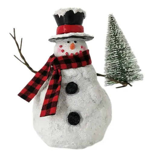 Snowman w/Stick Arms, 10.2 in H, Christmas, Resin, White/Red - pack of 6 Snowman w/Stick Arms, 10.2 in H, Christmas, Resin, White/Red - pack of 6