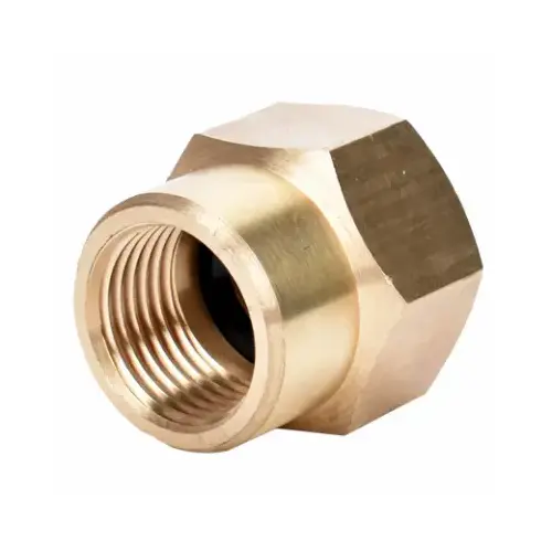 Threaded Pipe To Hose Connector, Brass, Double Female 1/2 NPT x 3/4-In. NH