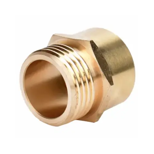 Threaded Pipe To Hose Connector, Brass, 3/4-In. NH Male x 3/4-In. NPT Female Threaded Pipe To Hose Connector, Brass, 3/4-In. NH Male x 3/4-In. NPT Female