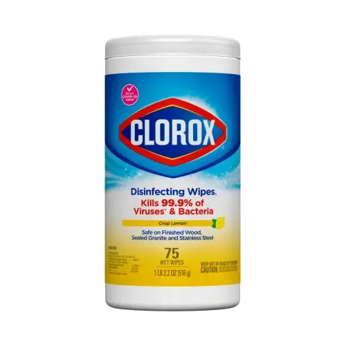 Crisp Lemon Disinfecting Cleaning Wipes Tub (75-Count) White