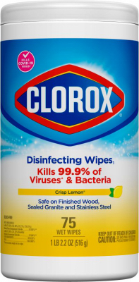 CLOROX 01628 Crisp Lemon Disinfecting Cleaning Wipes Tub (75-Count) White