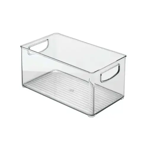 Stackable Kitchen Bin, Plastic, Clear, 6 in W, 5 in H, 10 in L