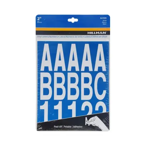 Letter and Number Set 2" White Vinyl Self-Adhesive 0-9, A-Z Glossy Letter and Number Set 2" White Vinyl Self-Adhesive 0-9, A-Z Glossy