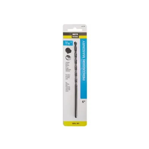 Percussion Masonry Drill Bit, 3/16 x 6-In. Percussion Masonry Drill Bit, 3/16 x 6-In.