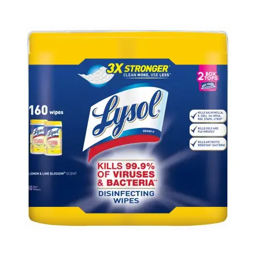 Disinfecting Wipes Lemon & Lime Blossom Scent 160 c - 2 per pack x3 packs Disinfecting Wipes Lemon & Lime Blossom Scent 160 c - 2 per pack x3 packs