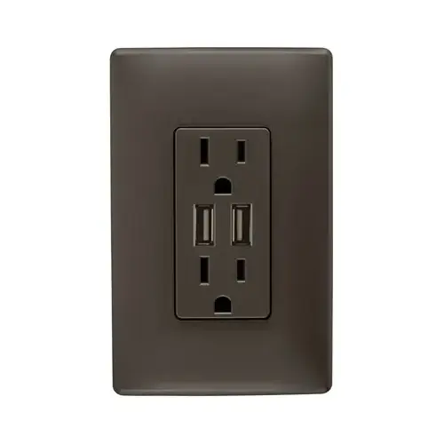 Radiant 15 Amp Duplex Standard Outlet W/ Usb Ports (Bronze) Radiant 15 Amp Duplex Standard Outlet W/ Usb Ports (Bronze)
