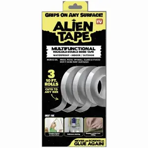 Alien Tape 7087 Reusable Double-Sided Transparent Tape (3-Roll) Clear
