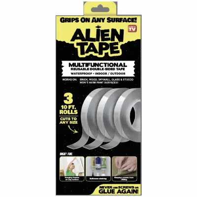 Alien Tape Reusable Double-Sided Transparent Tape (3-Roll) Clear 7087
