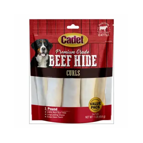 Gourmet Dog Treats, Rawhide Curls, 1-Lb.