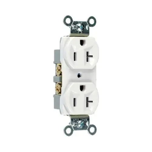 CR20W Duplex Receptacle, 2 -Pole, 20 A, 125 V, Side Wiring, NEMA: 5-20R, White CR20W Duplex Receptacle, 2 -Pole, 20 A, 125 V, Side Wiring, NEMA: 5-20R, White