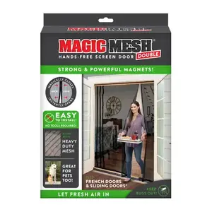Magic Mesh MM351112 Hands-Free Magnetic Screen Door 83" H X 75" W Black Mesh Black