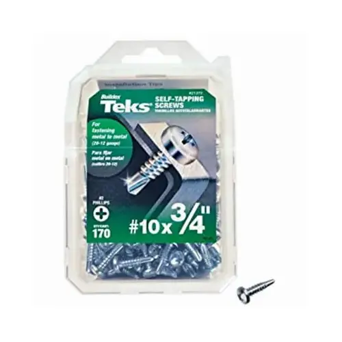 Screw, #10 Thread, 3/4 in L, Coarse Thread, Pan Head, Phillips Drive, Self-Drilling, Self-Tapping Point, Zinc - pack of 170