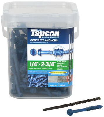 Buildex Tapcon 24530 Screw Anchor, Hex Drive, Steel, Climaseal - pack of 150