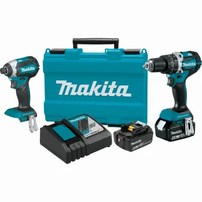 Makita Brushless Combination Kit Battery Included 18 V 2-Tool Lithium-Ion Battery Black/Teal XT269M