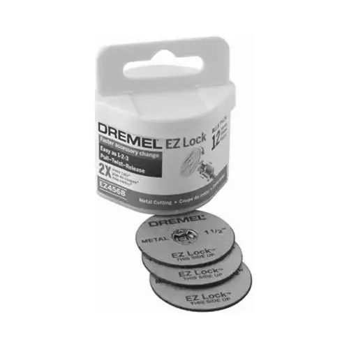 EZ Lock Cut-Off Wheel, 1-1/2 in Dia, 1/8 in Thick, 1/8 in Arbor Silver - pack of 12