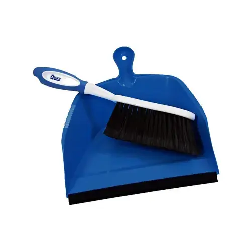 Dustpan and Brush Set, Plastic/Poly Fiber Blue