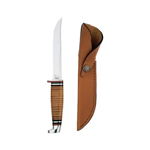 Leather Hunter 5 In. Surgical Steel Fixed Blade Knife Brown