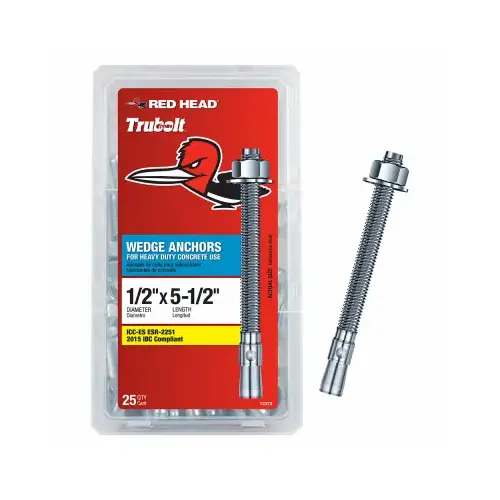 TruBolt Series Wedge Anchor, 1/2 in Dia, 5-1/2 in OAL - pack of 25