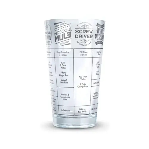 Fred & FRIENDS Cocktail Recipe Glass, 16 oz Capacity, Glass Fred & FRIENDS Cocktail Recipe Glass, 16 oz Capacity, Glass