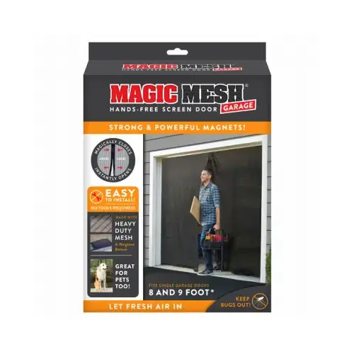 Hands Free Garage Screen Door Black
