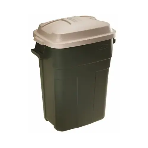 297900EGRN Trash Can, 30 gal Capacity, Plastic, Evergreen, Snap-Fit Lid Closure