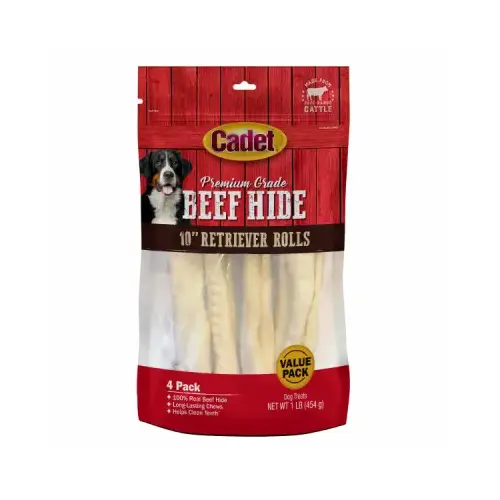 Premium Grade Beef Hide Retriever Roll Dog Treats, Natural Flavor, 1 Lb pack of 4 Premium Grade Beef Hide Retriever Roll Dog Treats, Natural Flavor, 1 Lb pack of 4