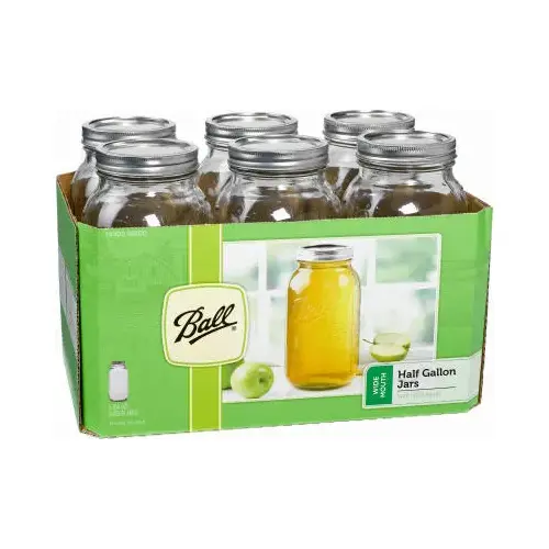 Wide-Mouth Mason Canning Jars with Lids, 64 oz - pack of 6