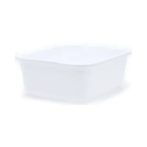 Dish Pan, Rectangular, White Plastic, 11-1/2 Qt.