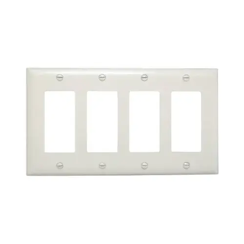 TradeMaster TP Wallplate, 5-1/2 in L, 4 -Gang, Nylon, White