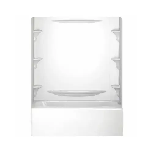 Vesuvia Series Bathtub Wall Set, 31-1/8 in L, 53-3/8 in W, 58 in H, Polycomposite, Adhesive Installation White