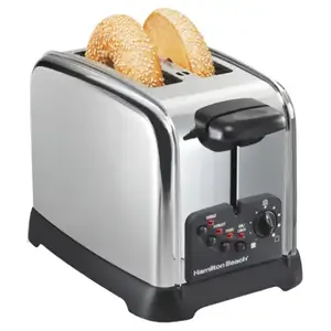 HAMILTON BEACH 22782 Toaster Stainless Steel Black/Silver 2 slot 7.63" H X 6.89" W X 11.1" D Chrome