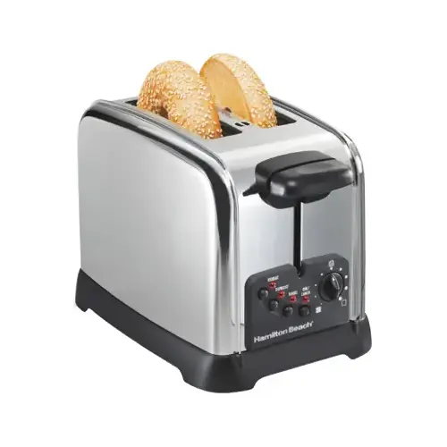 Toaster Stainless Steel Black/Silver 2 slot 7.63" H X 6.89" W X 11.1" D Chrome