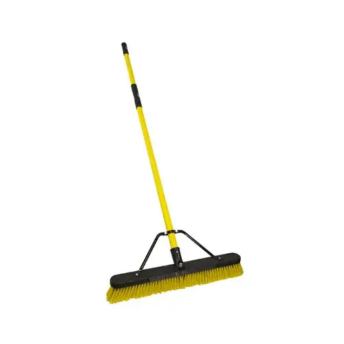 Jobsite Multi-Surface Push Broom with Scraper, Fiberglass Handle Yellow Jobsite Multi-Surface Push Broom with Scraper, Fiberglass Handle Yellow