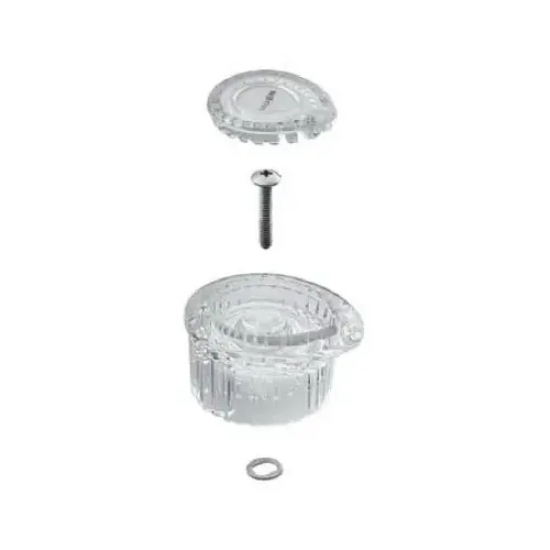 Handle Kit with Cap, Plastic, Chrome Plated, For: Posi-Temp Single Handle Tub/Shower White Handle Kit with Cap, Plastic, Chrome Plated, For: Posi-Temp Single Handle Tub/Shower White