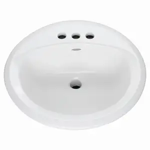 American Standard 0491.019.020 Rondalyn Series Countertop Sink, Round Basin, 3-Deck Hole, 19-1/8 in OAW, 7.79 in OAH White