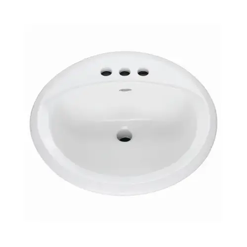 Rondalyn Series Countertop Sink, Round Basin, 3-Deck Hole, 19-1/8 in OAW, 7.79 in OAH White