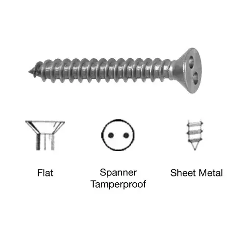 10 x 1" Flat Head Spanner Tamperproof Type A-Sheet Metal Screws 10 x 1" Flat Head Spanner Tamperproof Type A-Sheet Metal Screws