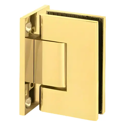 Designer Series Shower Door Wall Mount Hinge With Full Back Plate & 5 degree Pin Polished Brass Designer Series Shower Door Wall Mount Hinge With Full Back Plate & 5 degree Pin Polished Brass