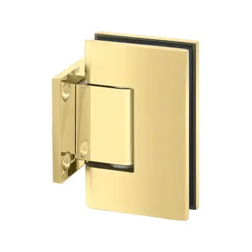 Designer Series Shower Door Wall Mount Hinge With Short Back Plate Polished Brass
