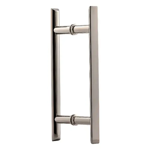 Polished Nickel 8" Square Ladder Pull Back to Back Handles Polished Nickel 8" Square Ladder Pull Back to Back Handles