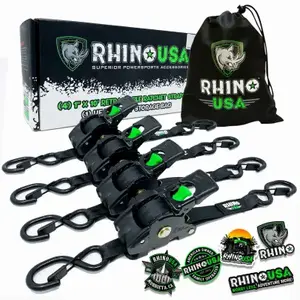 RHINO PRODUCTS USA TD-RSRE1X10-BLK-R 1x10 Ratchet Strap - pack of 4 Black