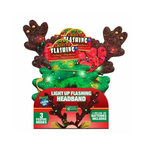 Flashing Antler Headband, Polyester, Multi-Color Flashing Antler Headband, Polyester, Multi-Color