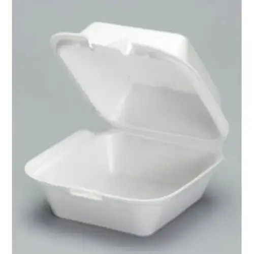 Genpak - Hinged Container, Foam 5.81X5.69 1 Compartment White 3.13"H Hinged Lid Snap It, 125 Each, 125 Per Box, 4 Per Case