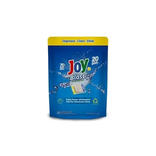 Joy Blast Lemon Fragrance 3 Chamber Dishwasher Pod, 20 Pods, 20 Count, 6 Per Case