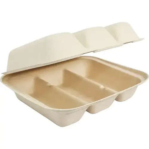World Centric 8X7x3" 3-Compt Taco Take Out, 50 Each, 6 Per Case Kraft