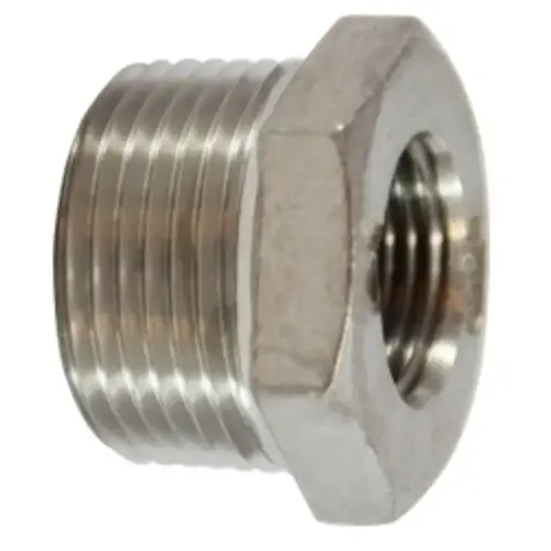 Midland Industries Hex Bushing, 1-1/2 x 1-1/4 in, Female x Male, Stainless Steel, 300 psi Pressure Midland Industries Hex Bushing, 1-1/2 x 1-1/4 in, Female x Male, Stainless Steel, 300 psi Pressure