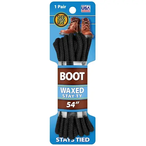 Shoe Gear Boot Lace, Round, Black, 54 in L Shoe Gear Boot Lace, Round, Black, 54 in L
